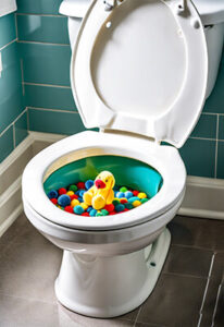 toilet verstopt door speelgoed
